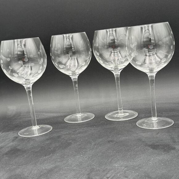 Set/4 Balloon Wine Glasses 8.5" Bubble Design Stemware Simmilar to Mikasa Cheers - Picture 4 of 7